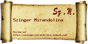 Szinger Mirandolina névjegykártya